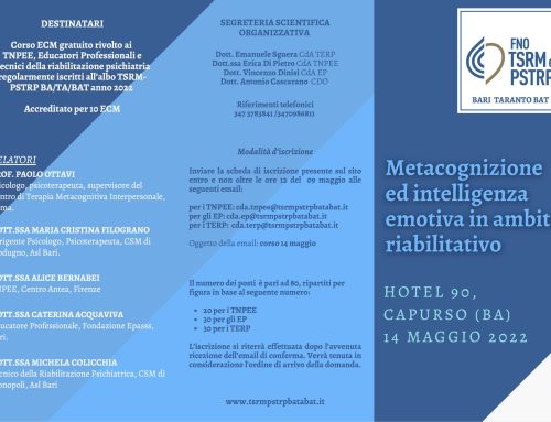 Evento ECM: Metacognizione e intelligenza emotiva in ambito riabilitativo